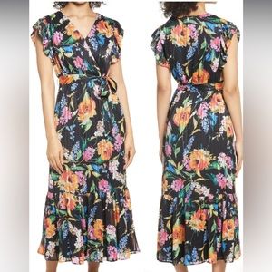 Floral Print Faux Wrap Dress